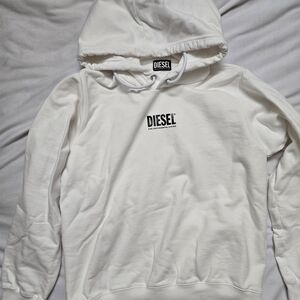 Diesel White Hoodie Hoodie with Black Logo